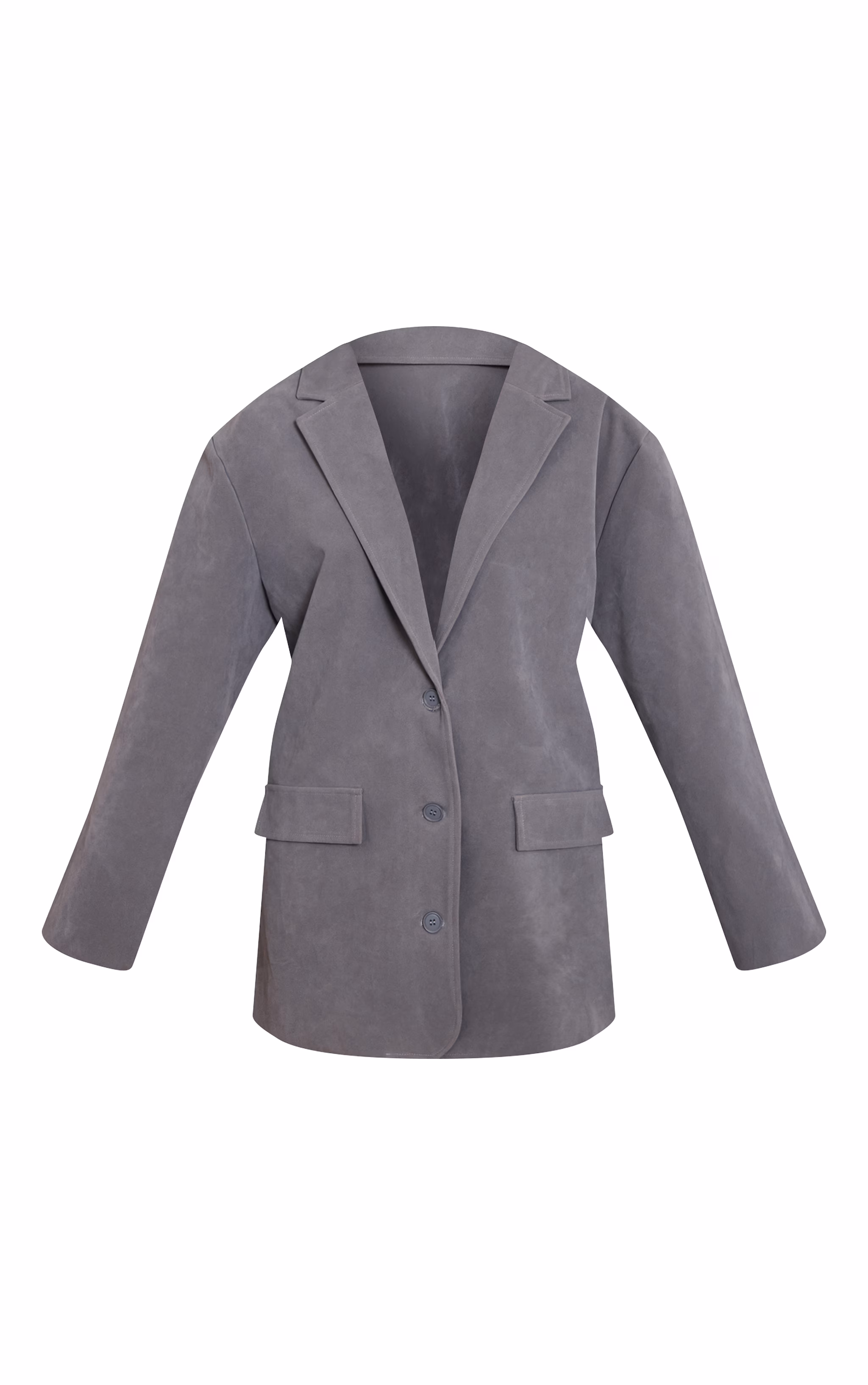 Powder Blue Faux Suede Structured Blazer Dress