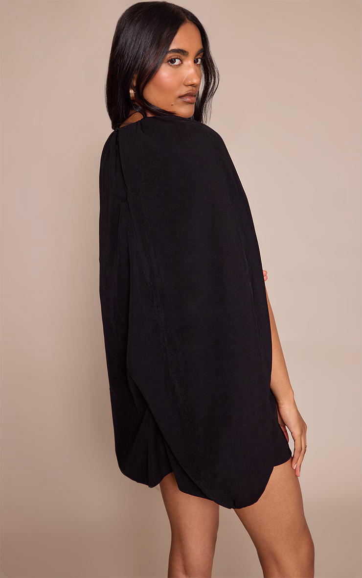 Black Woven Asymmetric Mini Bodycon Dress