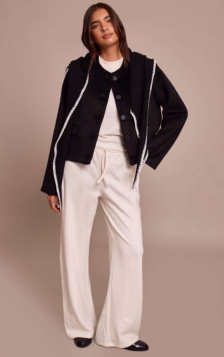 Black Brushed Wool Single Breasted Jacket