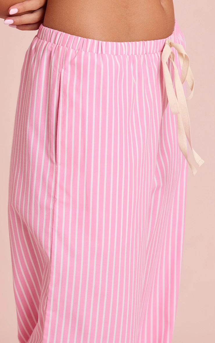 Pink Pinstripe Pants with Contrast Ties