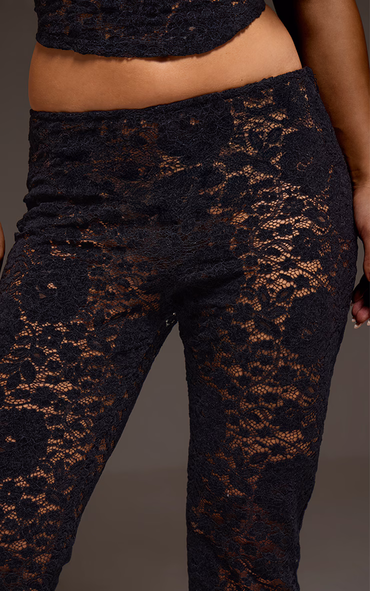 Black Lace Mid Rise Skinny Flares