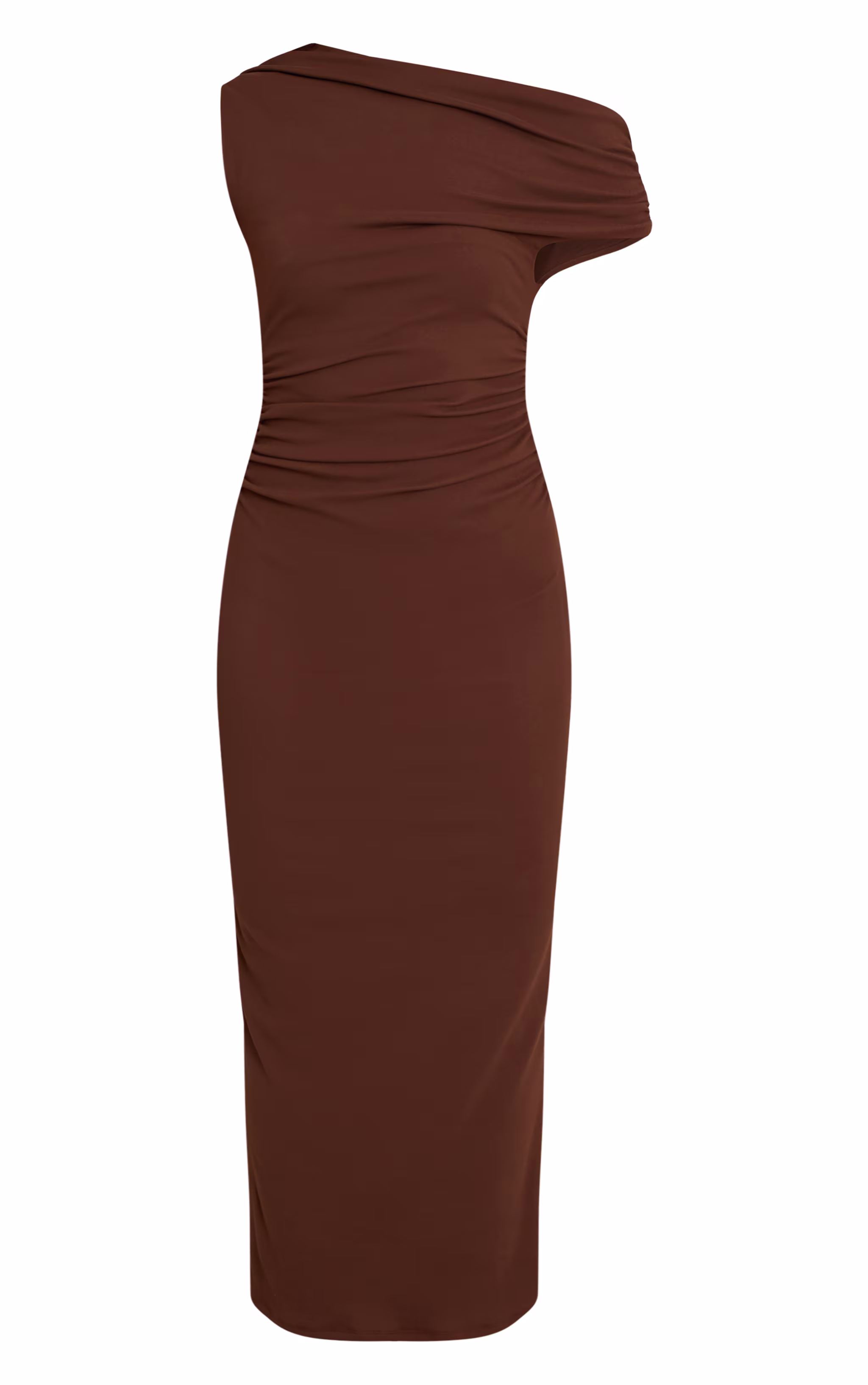 Chocolate Super Soft Asymmetric Bodycon Dress