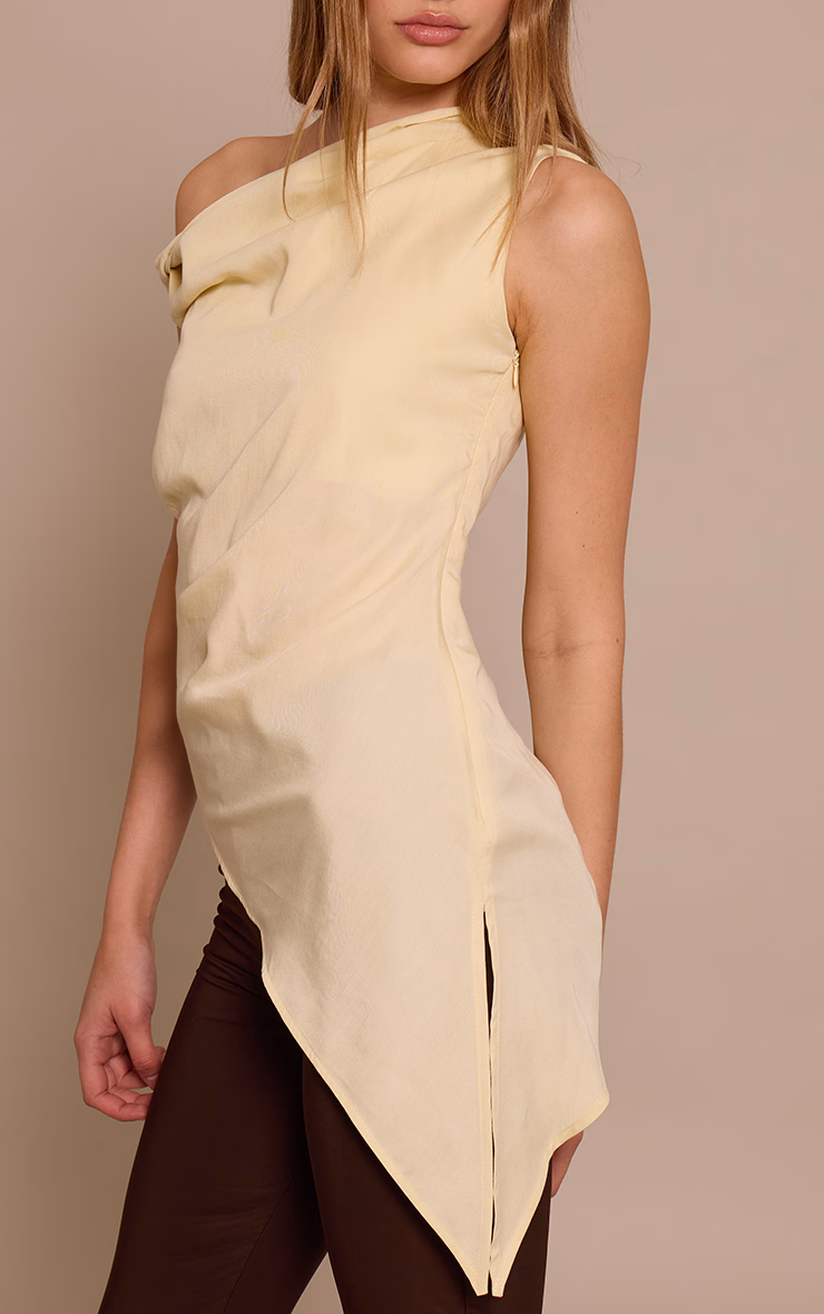 Buttermilk Tencel Asymmetric Drape Long Top