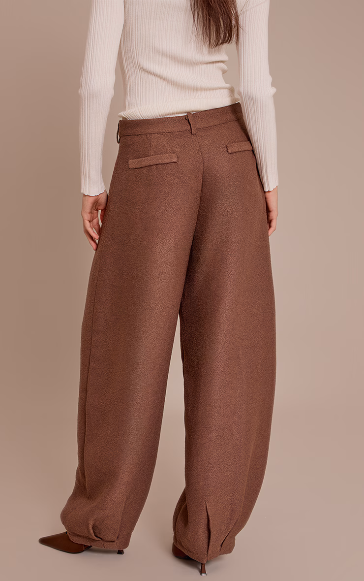 Chocolate Boucle Textured Balloon Pants