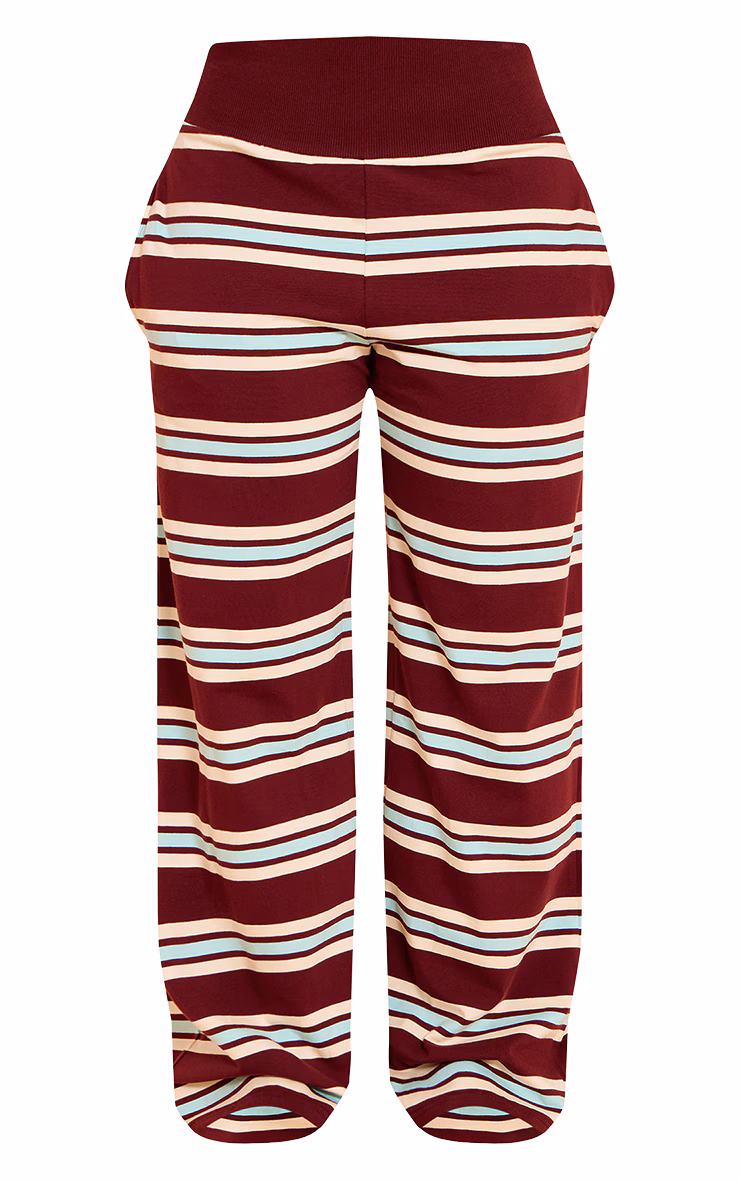 Shape Burgundy Striped Straight Leg Pant