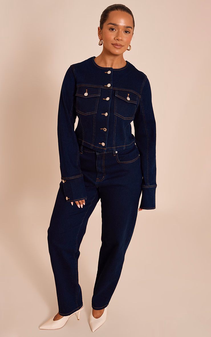 Shape Indigo Stretch Denim Fitted Jacket