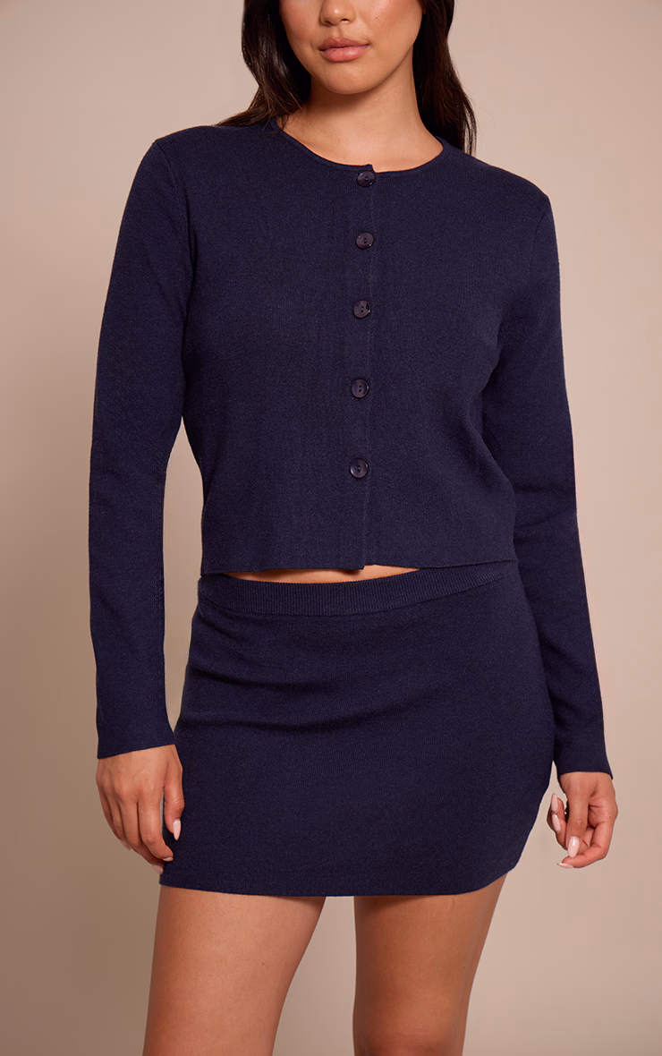 Navy Compact Knit Skirt