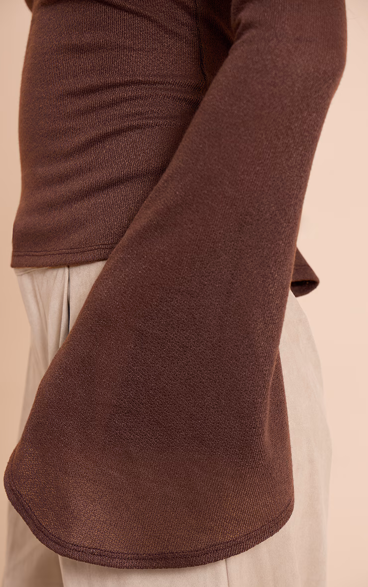 Chocolate Textured Extreme Flute Sleeve Long Top