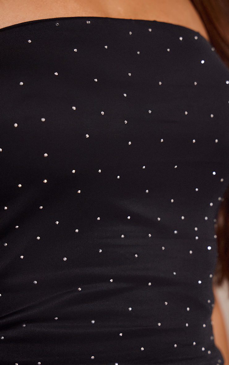 Black Hotfix Slinky Bandeau Top