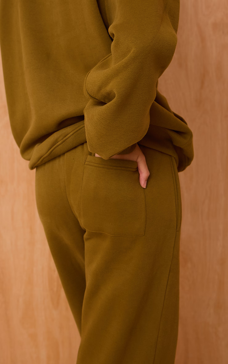 Olive Cotton Fleece Cuffed Sweat Pants