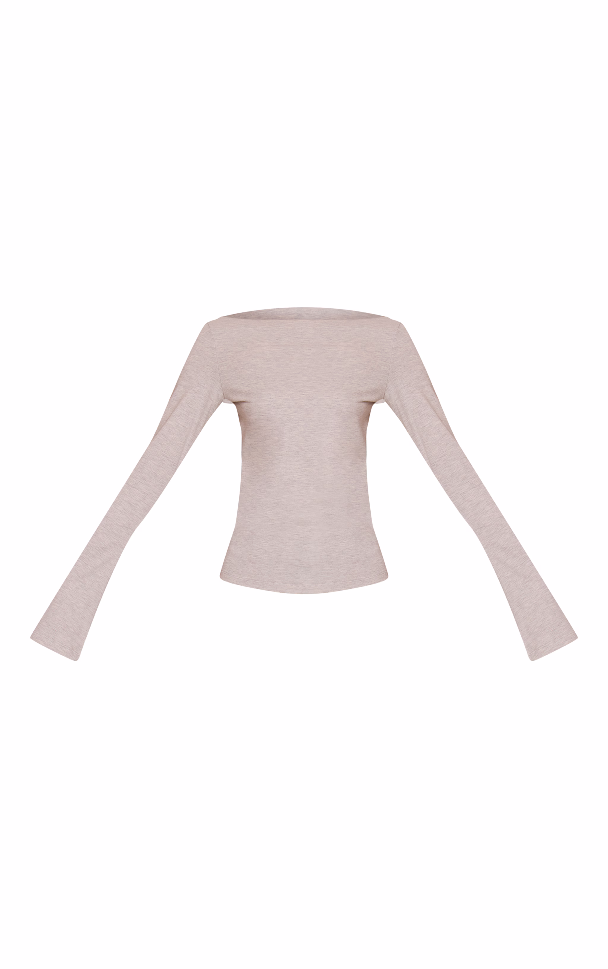 Grey Marl Soft Cotton Ruched Asymmetric Long Sleeve Top