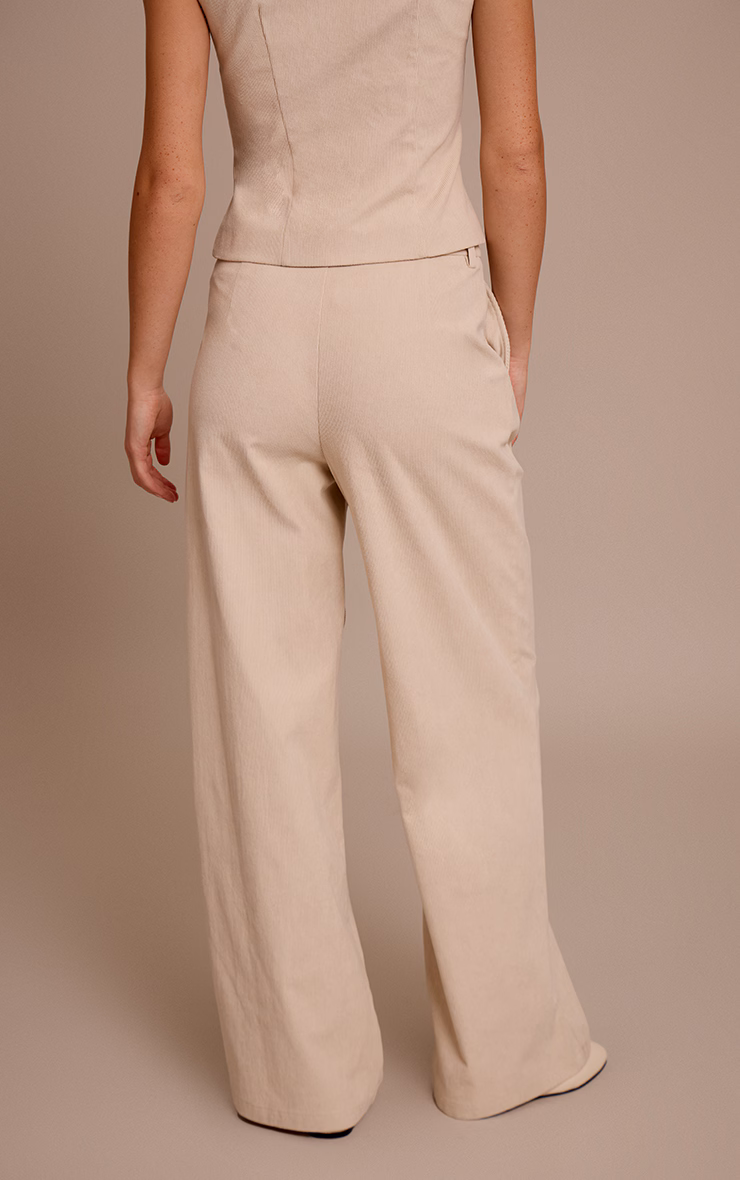Sand Cord Tailored Tie Detail Wide Leg Pants