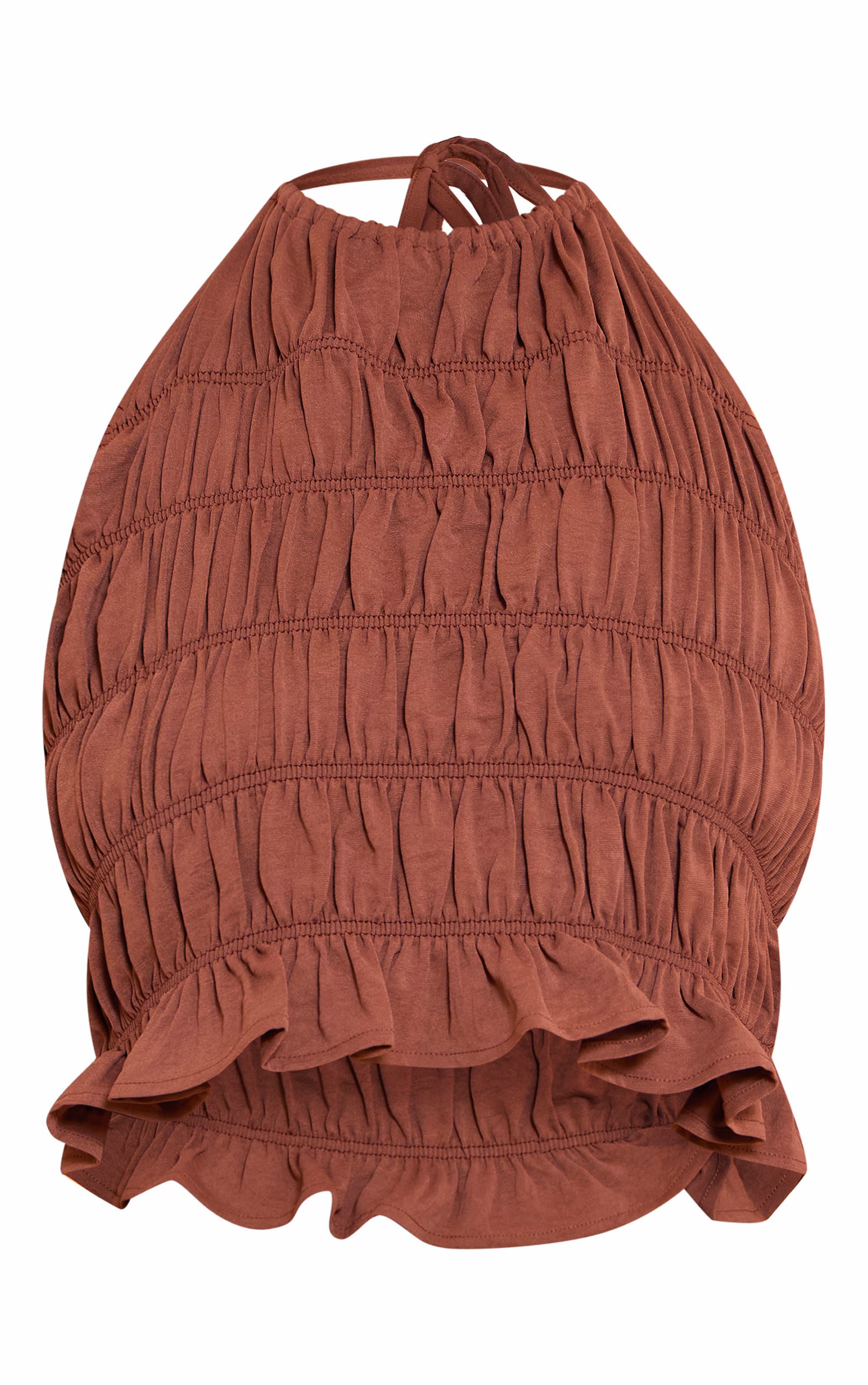 Shape Chocolate Hammered Satin Ruched Halterneck Top