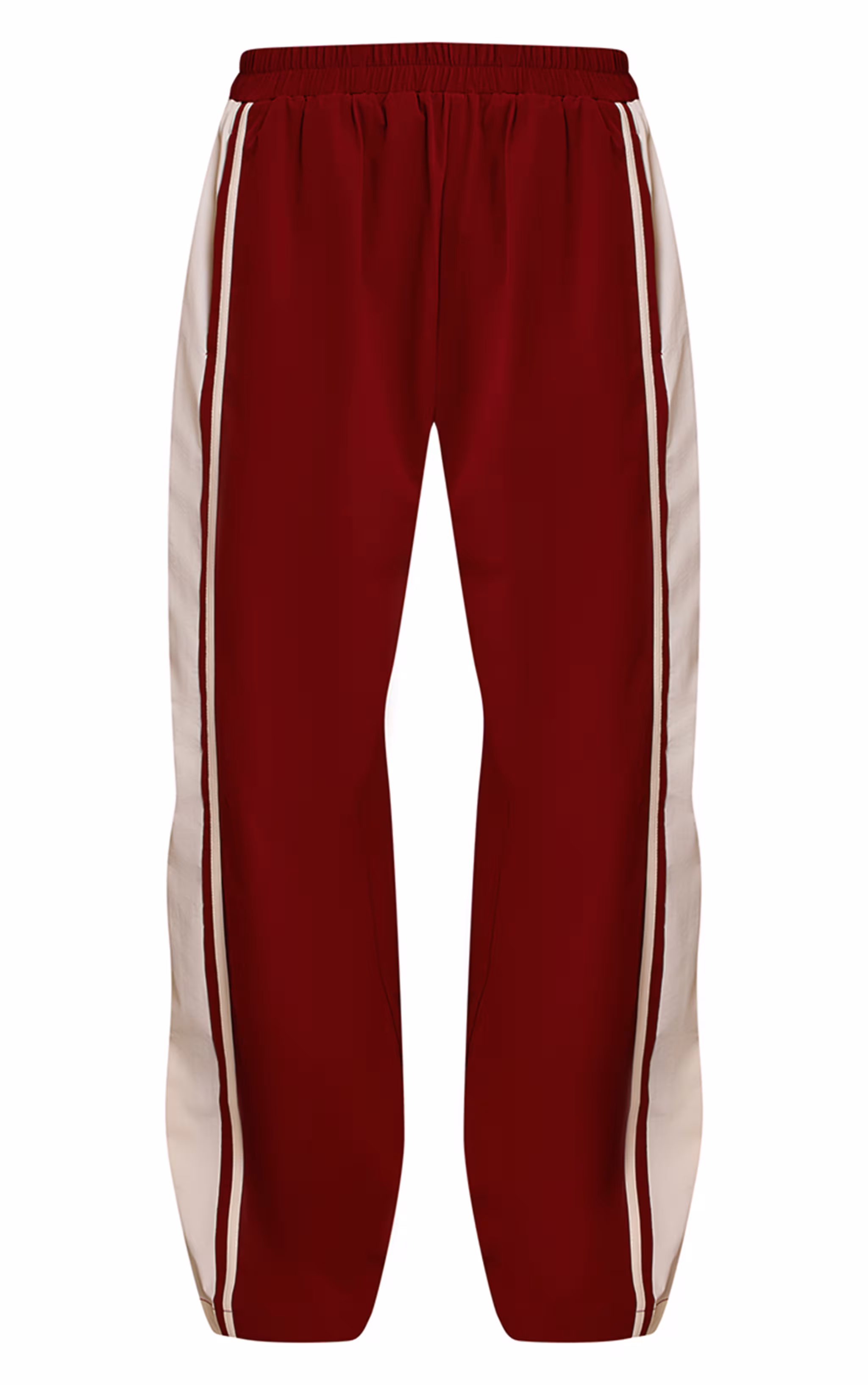 Red Shell Contrast Stripe Wide Leg Track Pants