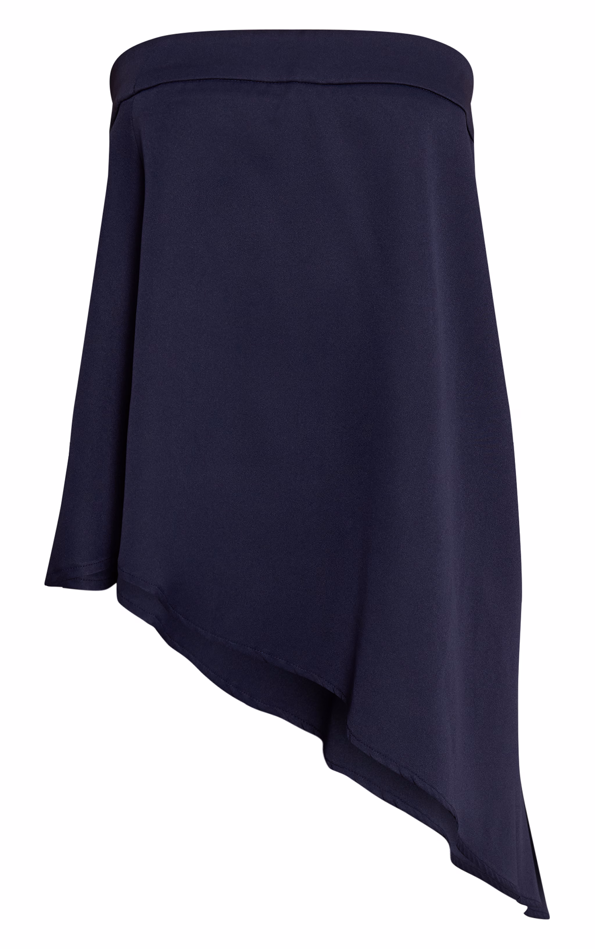 Navy Woven Bandeau Asymmetric Hem Floaty Long Top