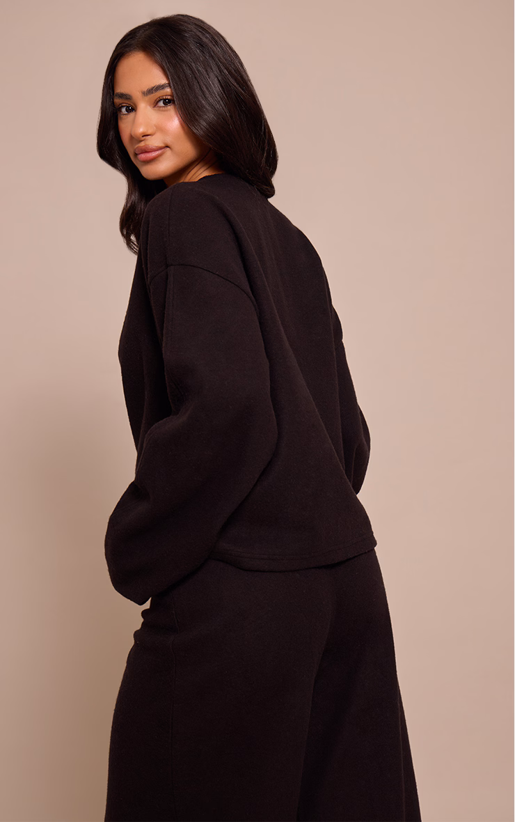 Petite Black Soft Touch Zip Through Sweatshirt