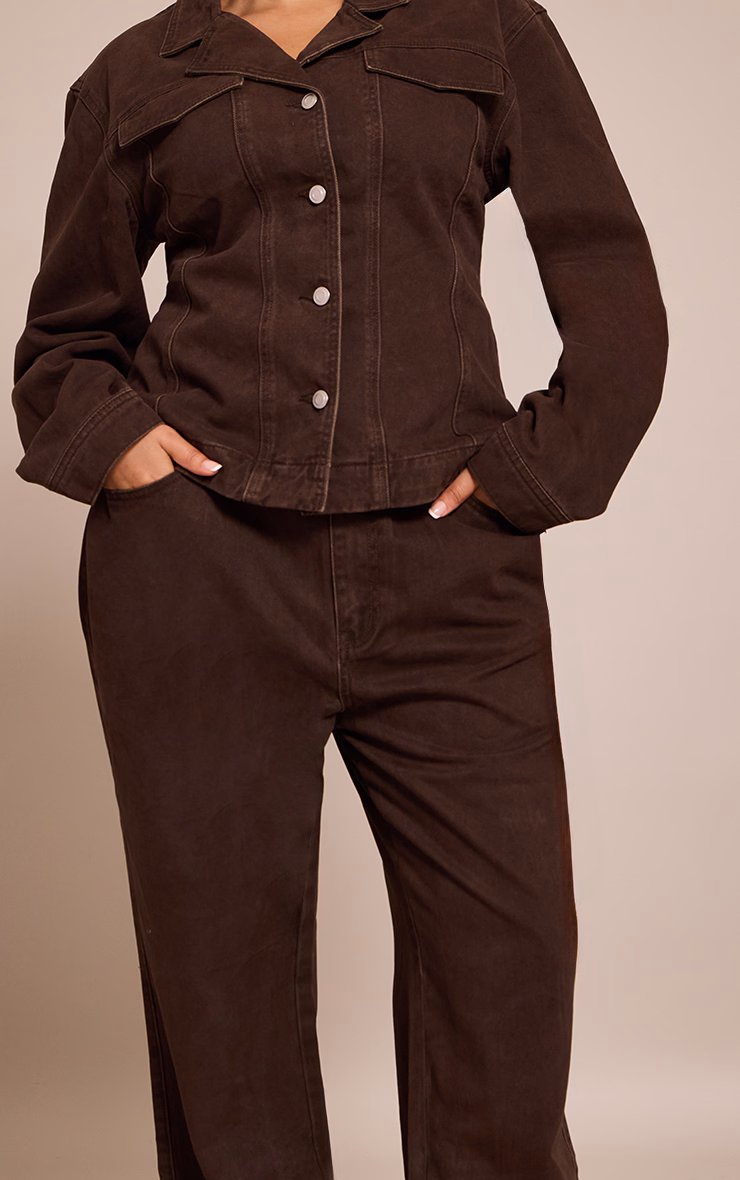 Plus Dark Chocolate High Waisted Denim Straight Leg Jeans