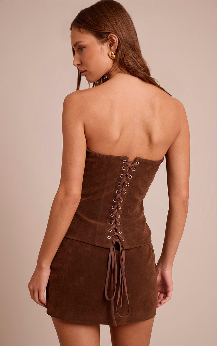 Chocolate Structured Suede Corset