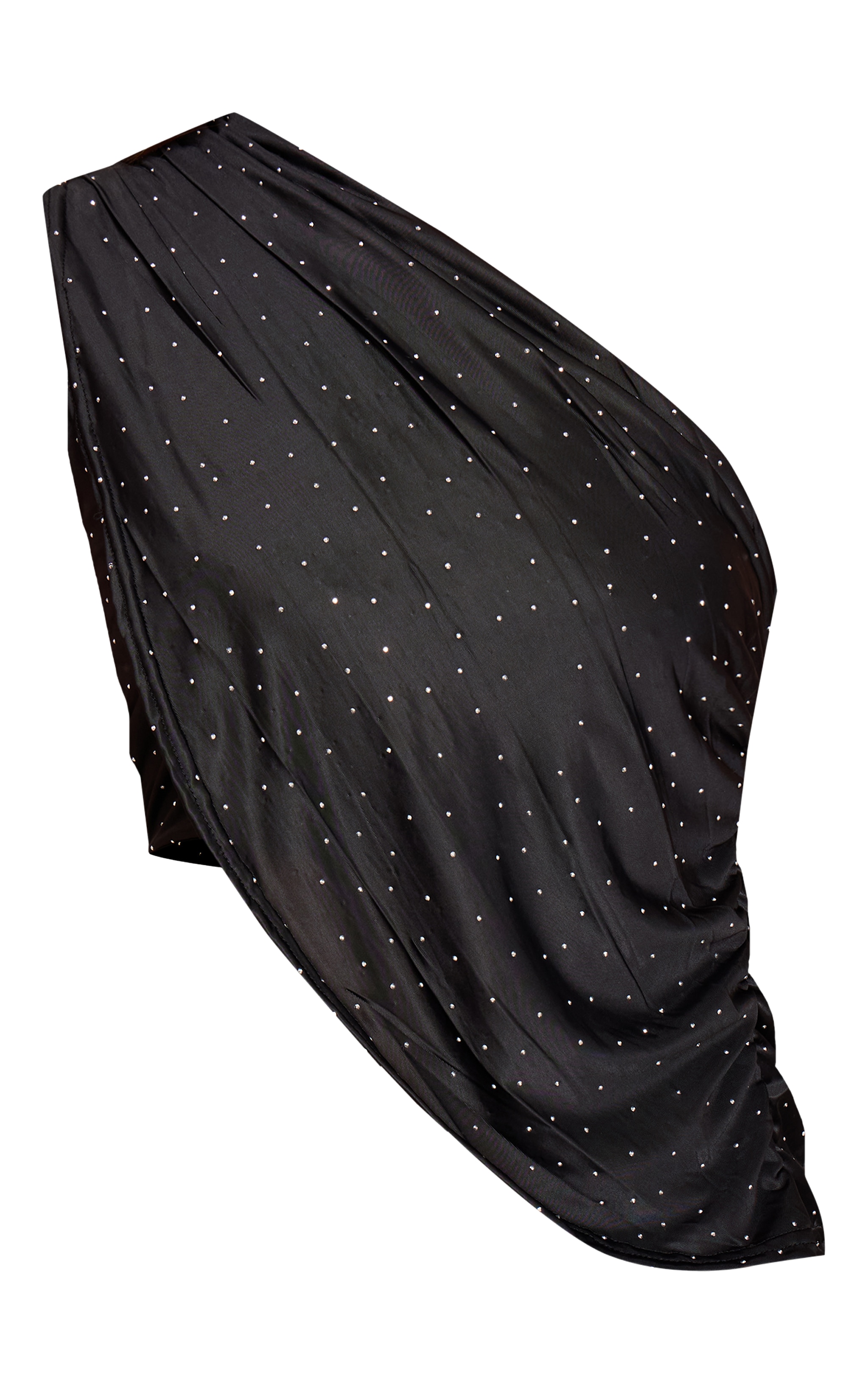 Black Hotfix Slinky Asymmetric Crop Top