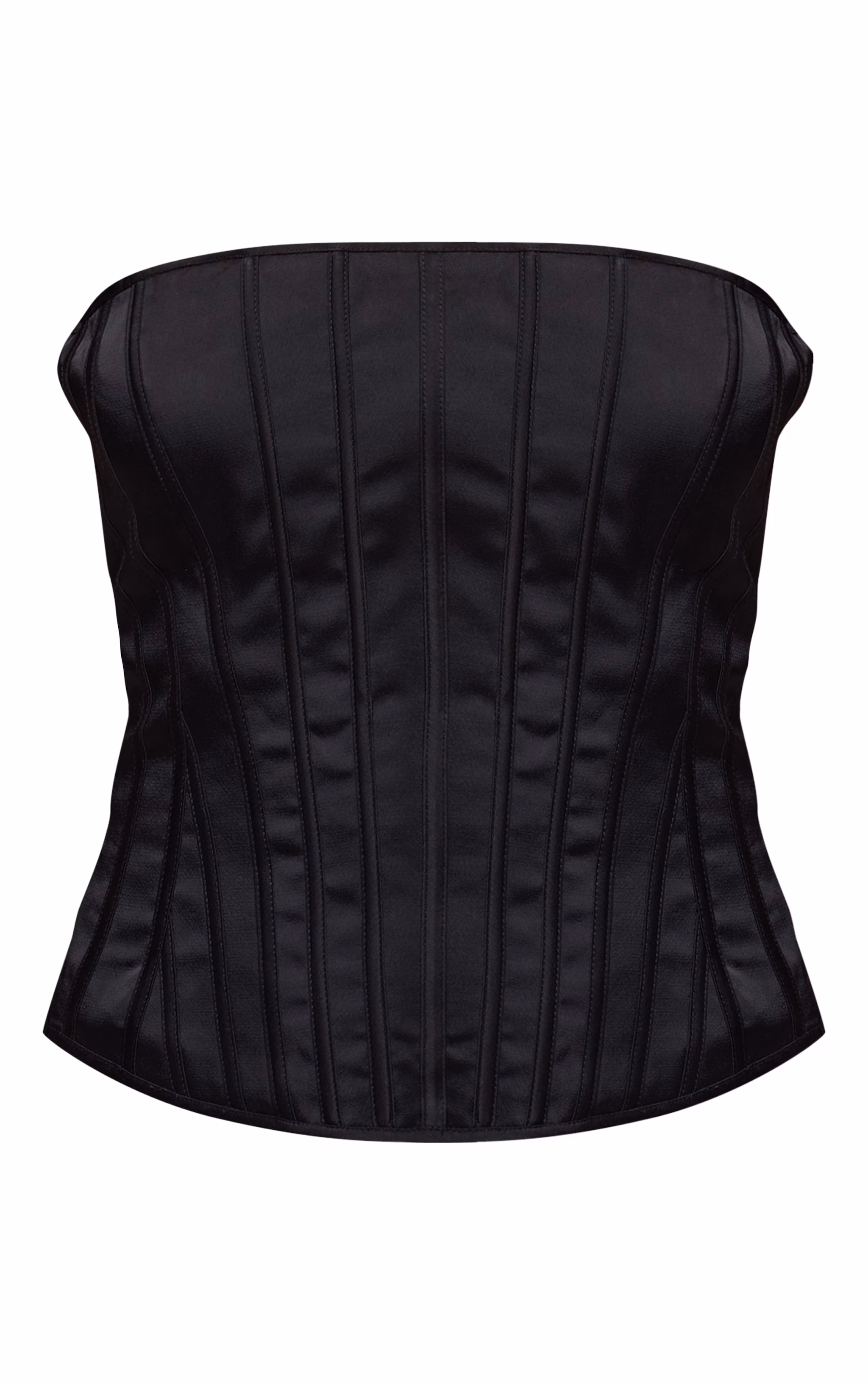 Black Satin Boned Bandeau Corset