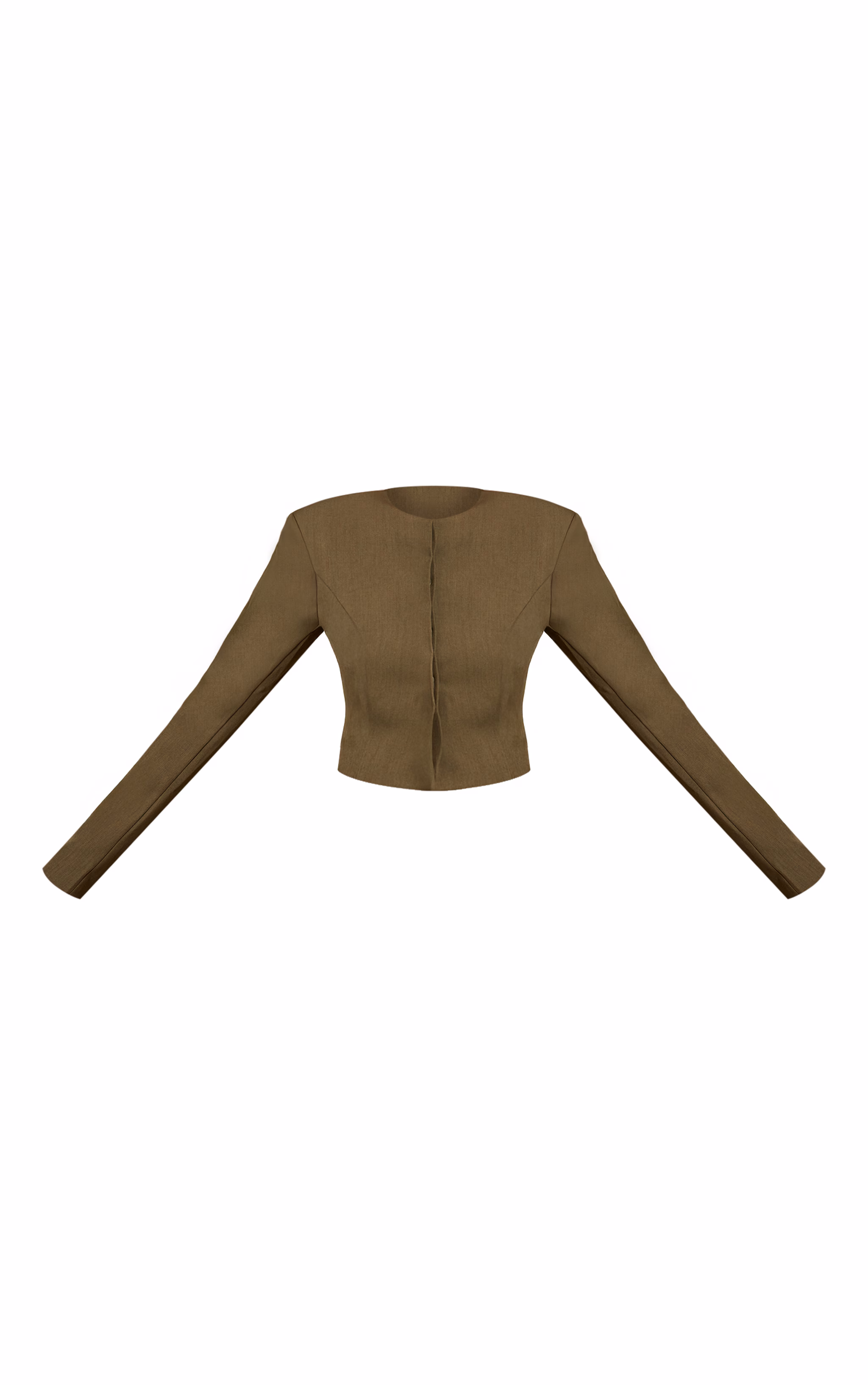 Dark Khaki Tailored Woven Cropped Blazer