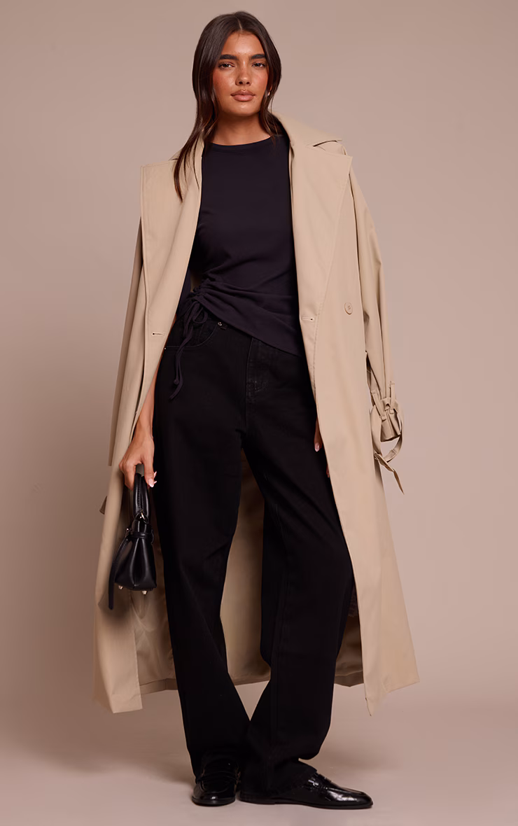 Black Ultra Soft Oversized Ruched Detail T Shirt