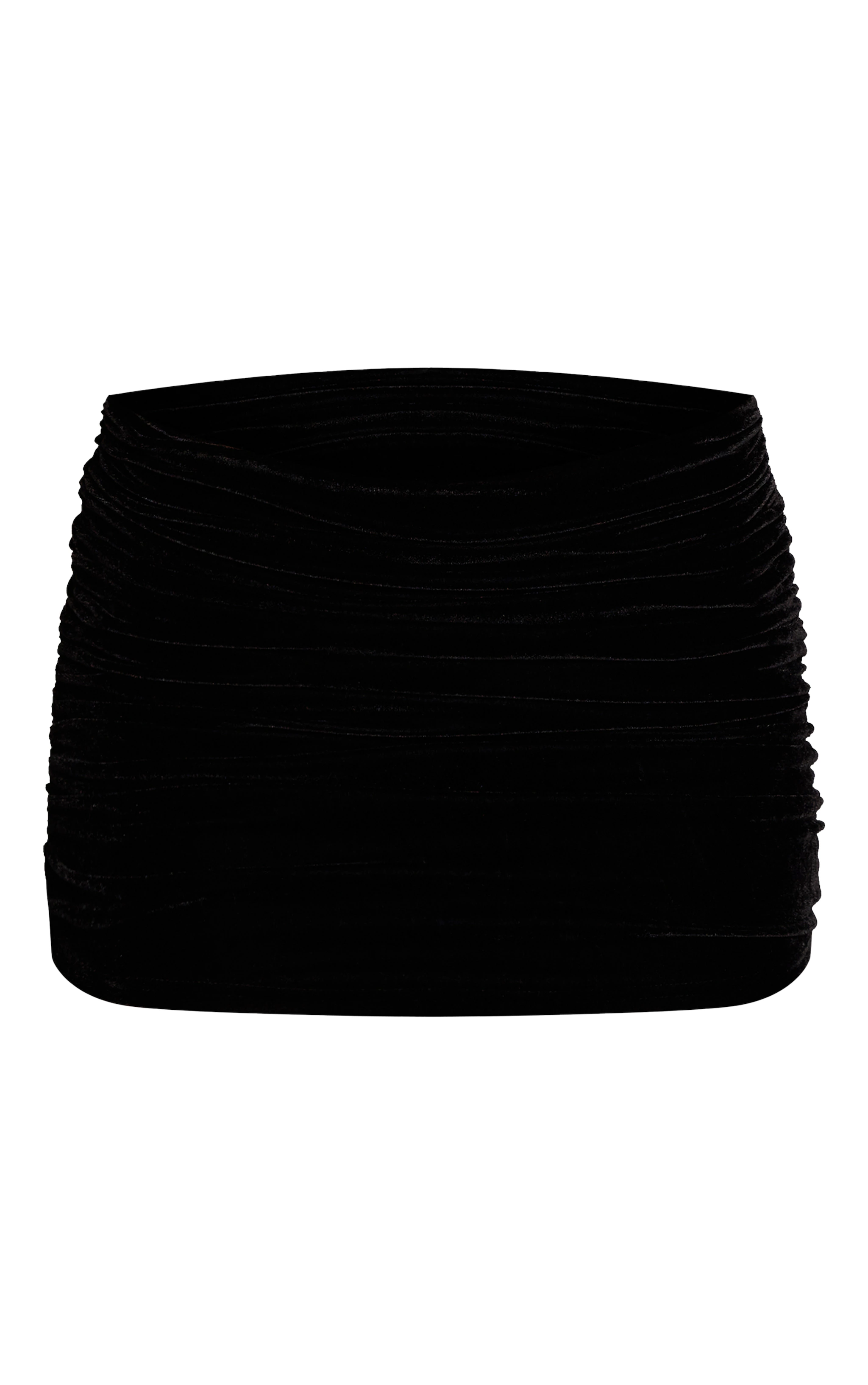 Black Velvet Ruched Mini Skirt
