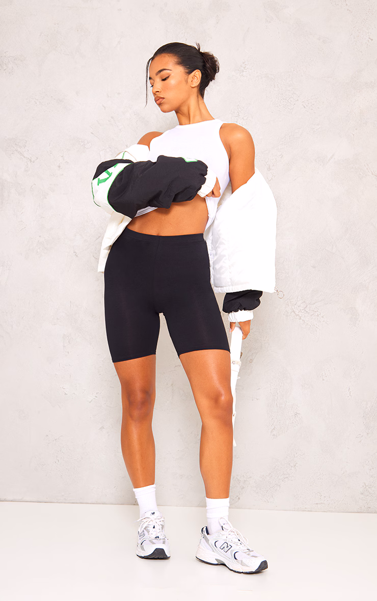 Black Basic Soft Cotton Bike Shorts