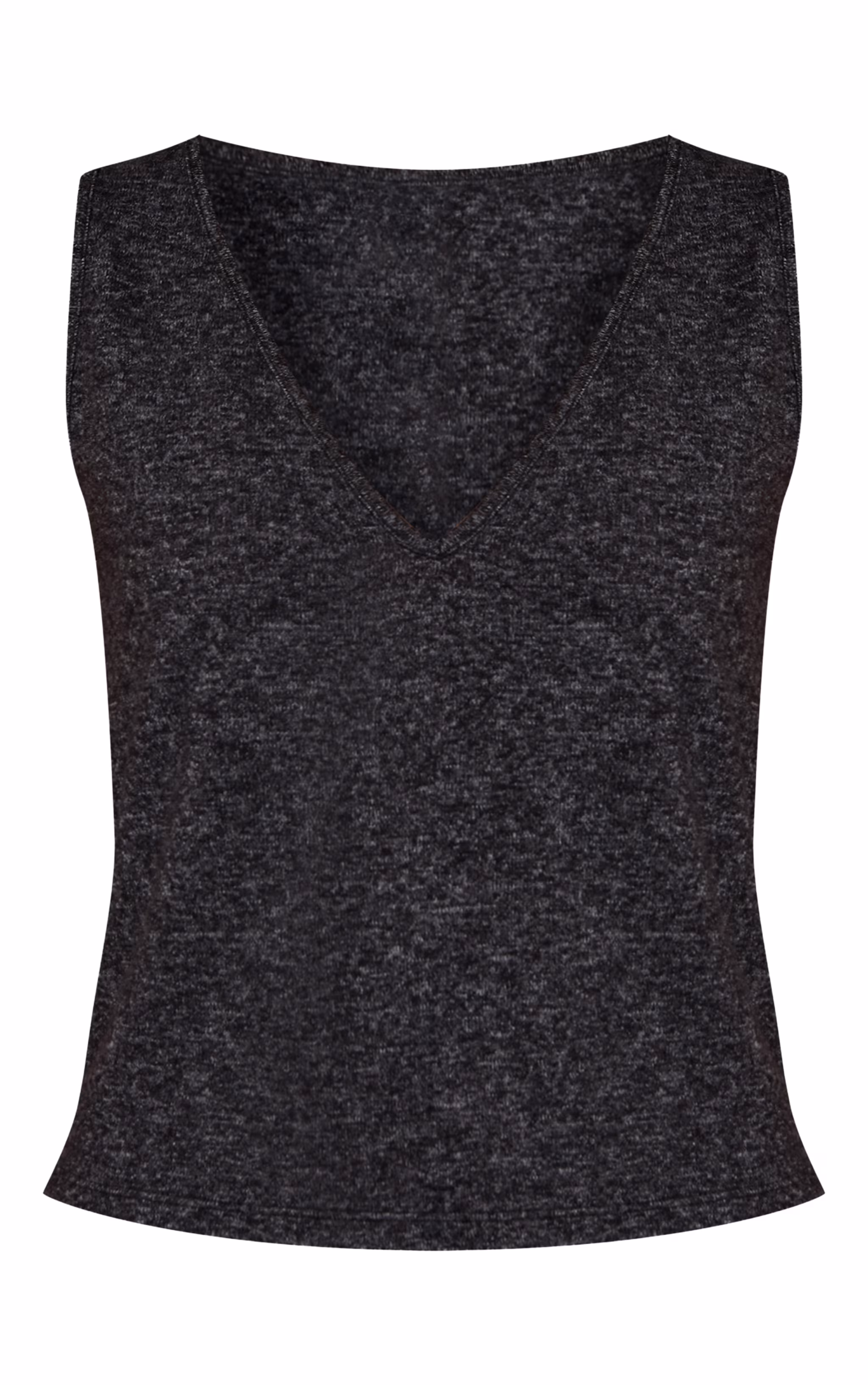 Charcoal Soft Knit V Neck Slouchy Vest Top