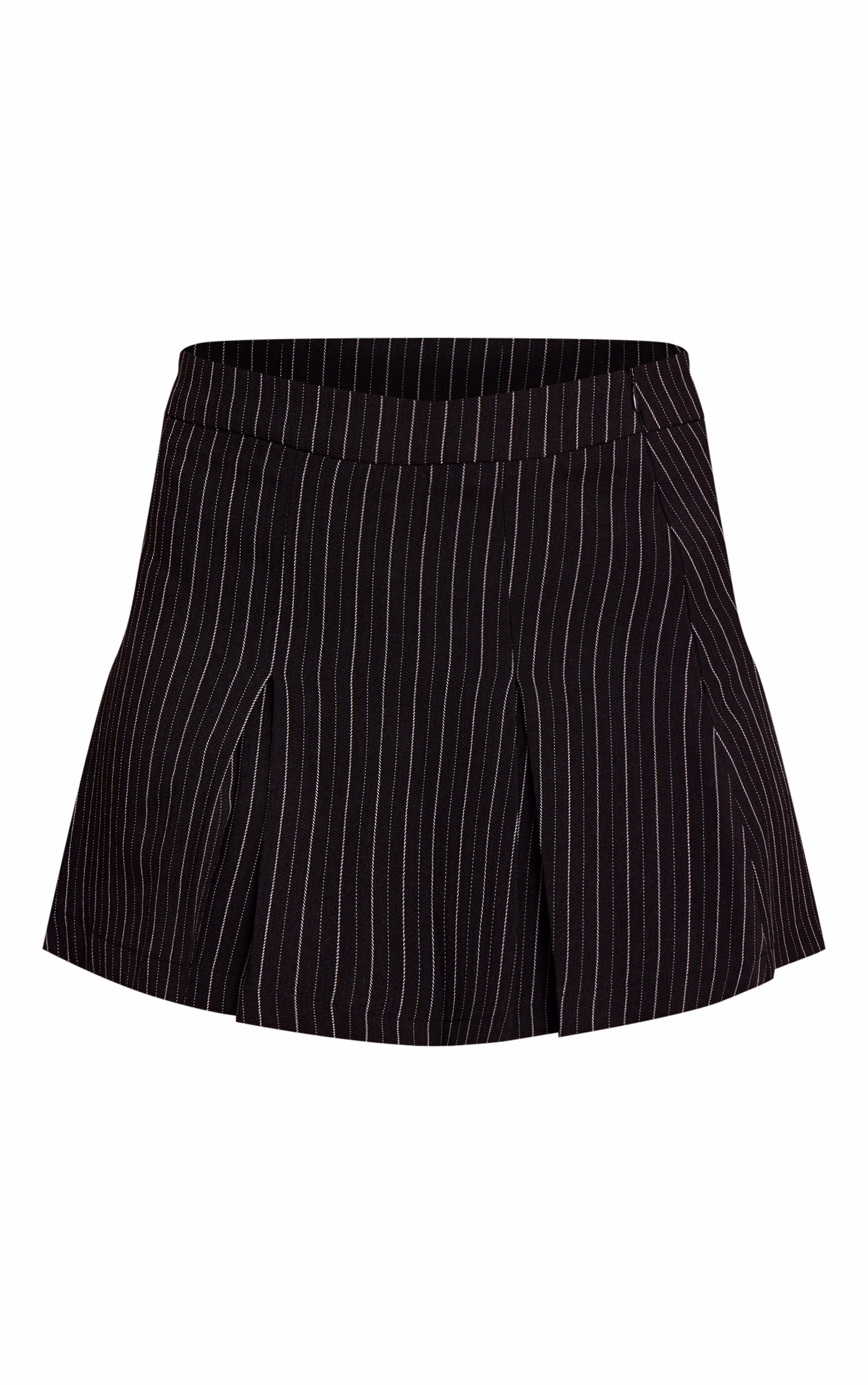 Navy Tailored Woven Herringbone Mini Pleated Skirt