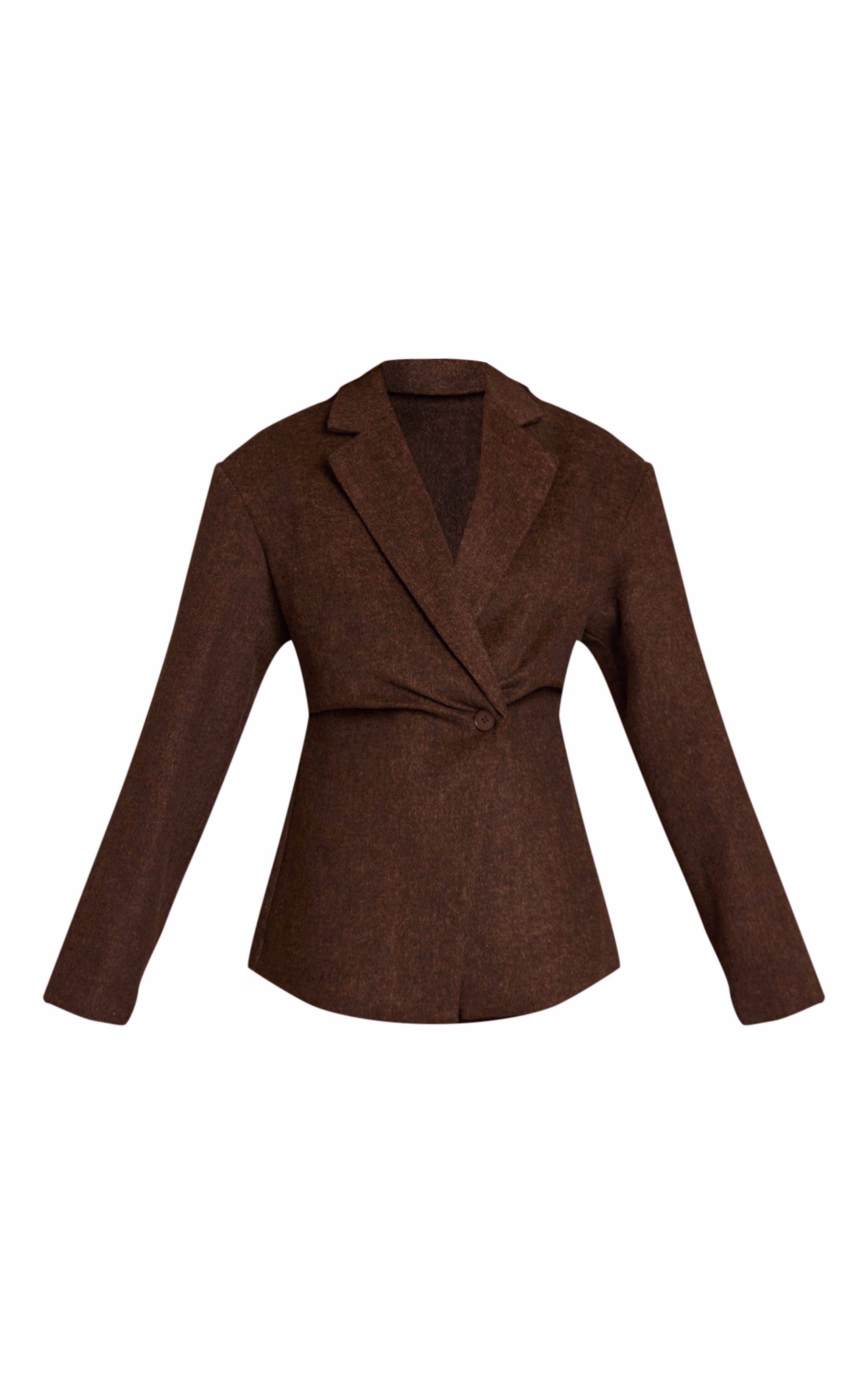 Dark Brown Brushed Pinstripe Cinched Waist Blazer