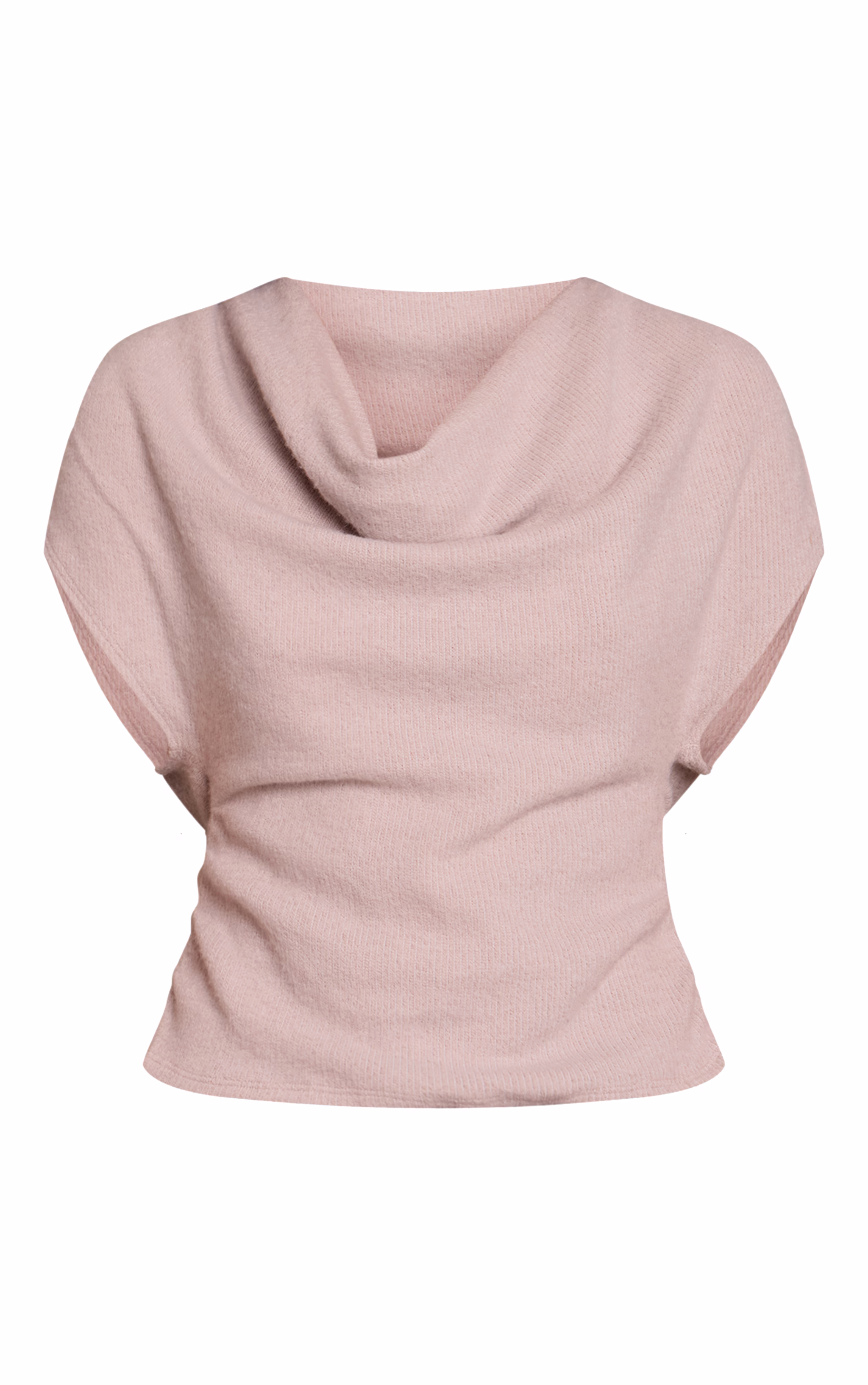 Light Mushroom  Wool Look Slouchy Tie Back Top