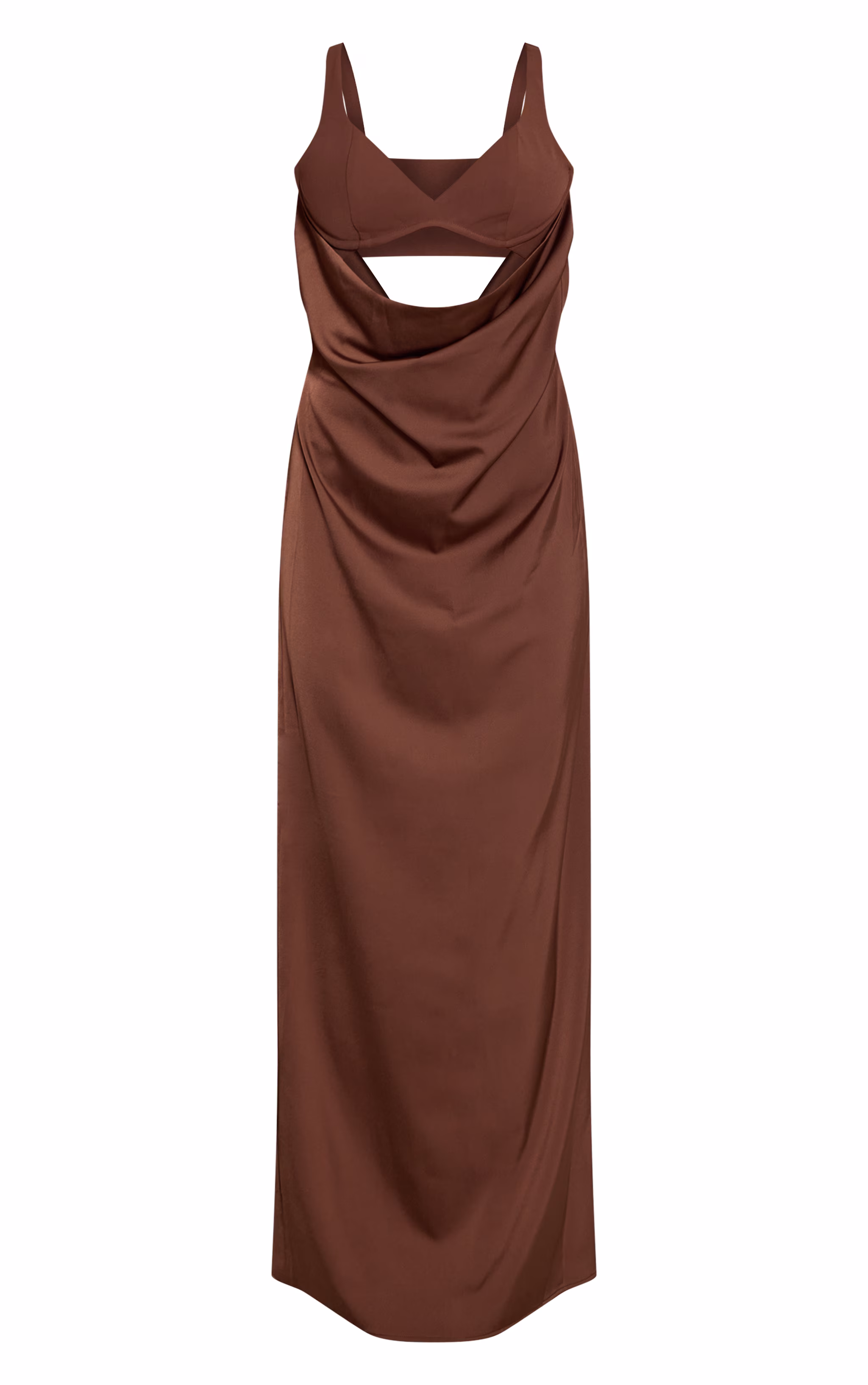 Chocolate Underwired Strappy Maxi Dress