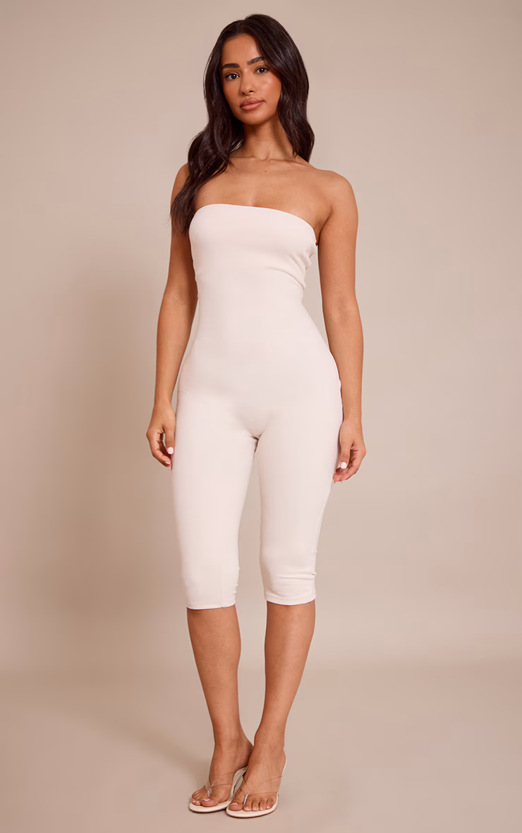 Petite Cream Contour Jersey Bandeau Capri Catsuit