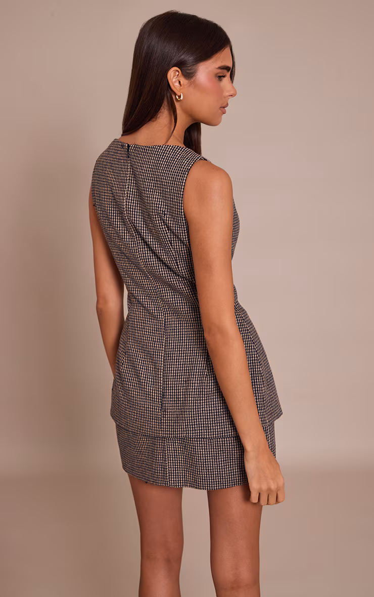 Black Check Button Down Bodycon Dress