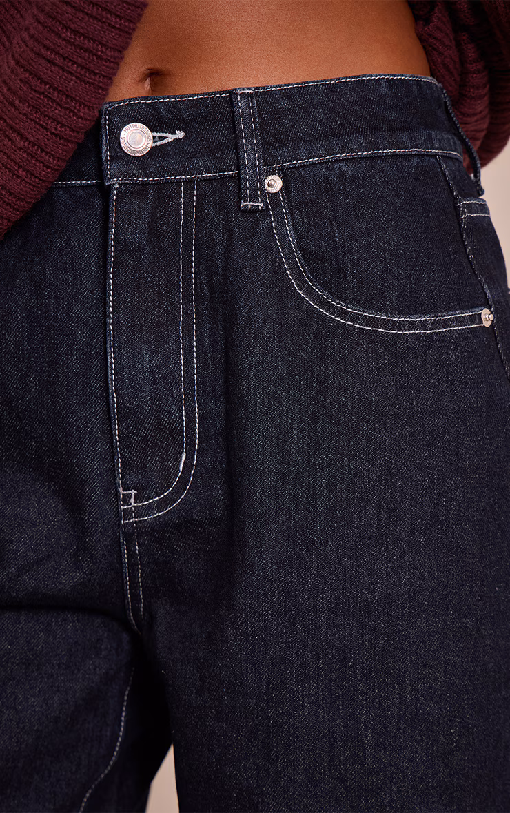 Tall Indigo Dipped Back Waistband Boyfriend Jeans