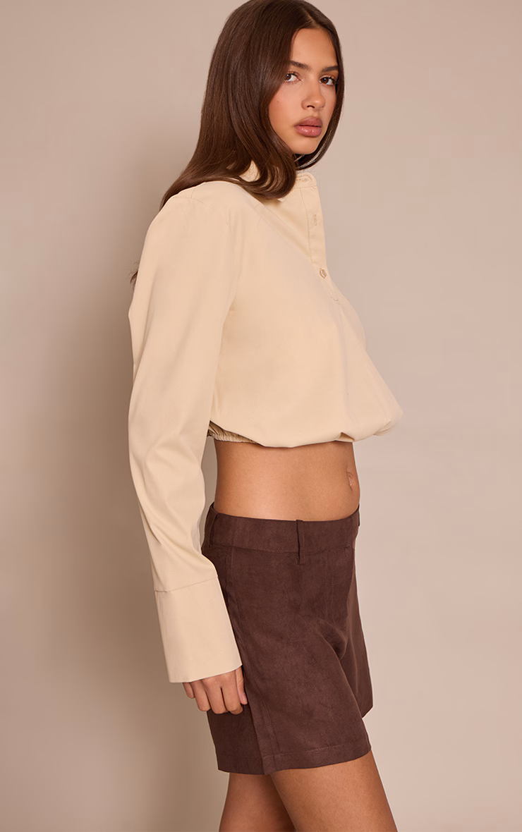 Dark Chocolate Lightweight Faux Suede Shorts