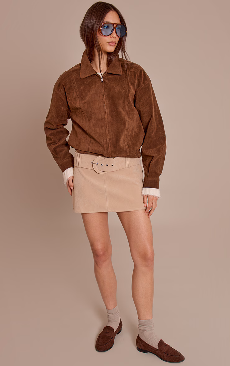 Chocolate Croc Suede Bomber Jacket