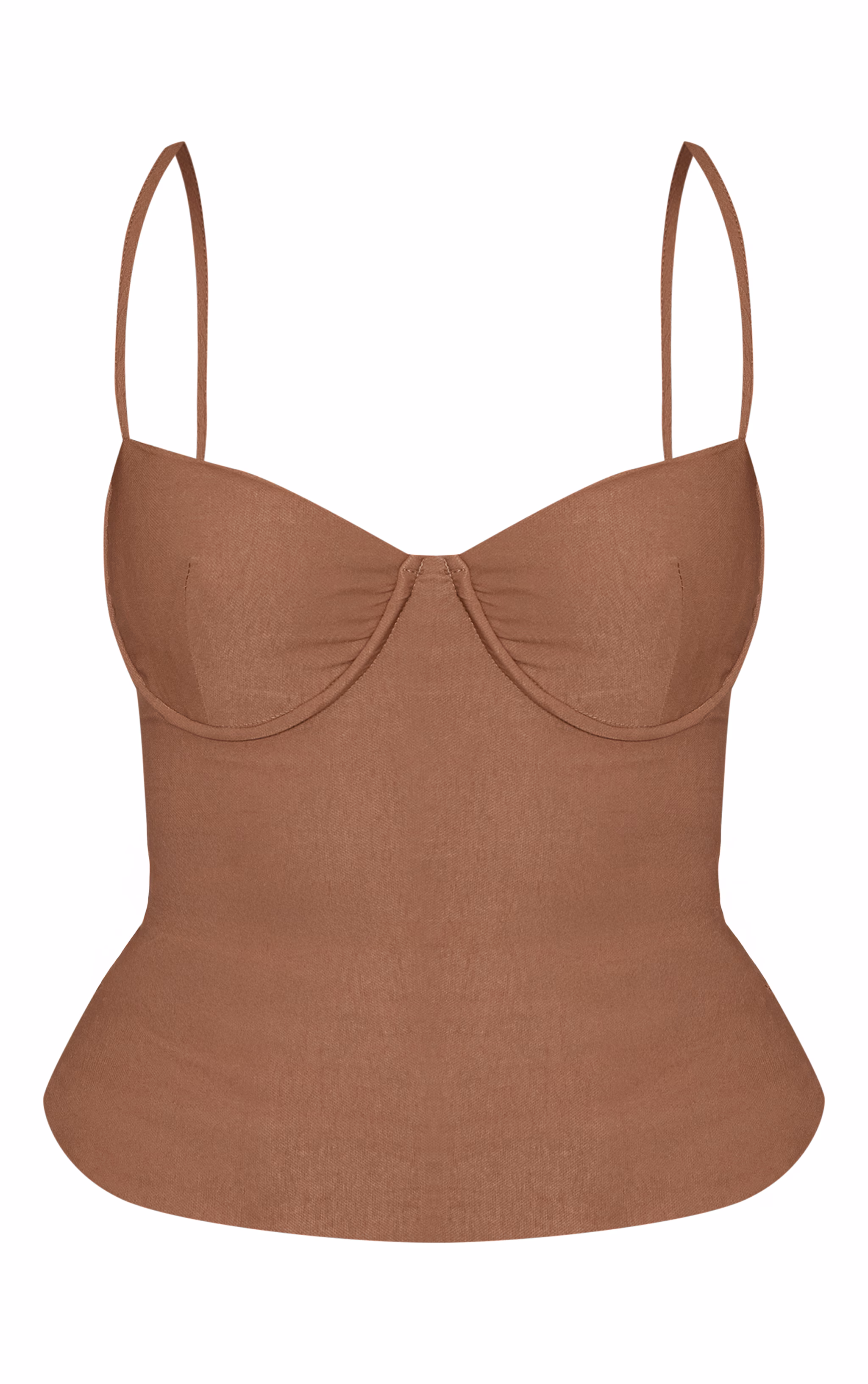 Mocha Woven Stretch Strappy Cami Top