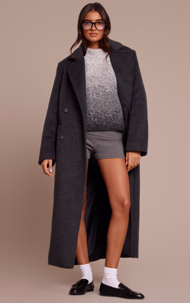 Grey Ombre Crew Neck Knitted Sweater