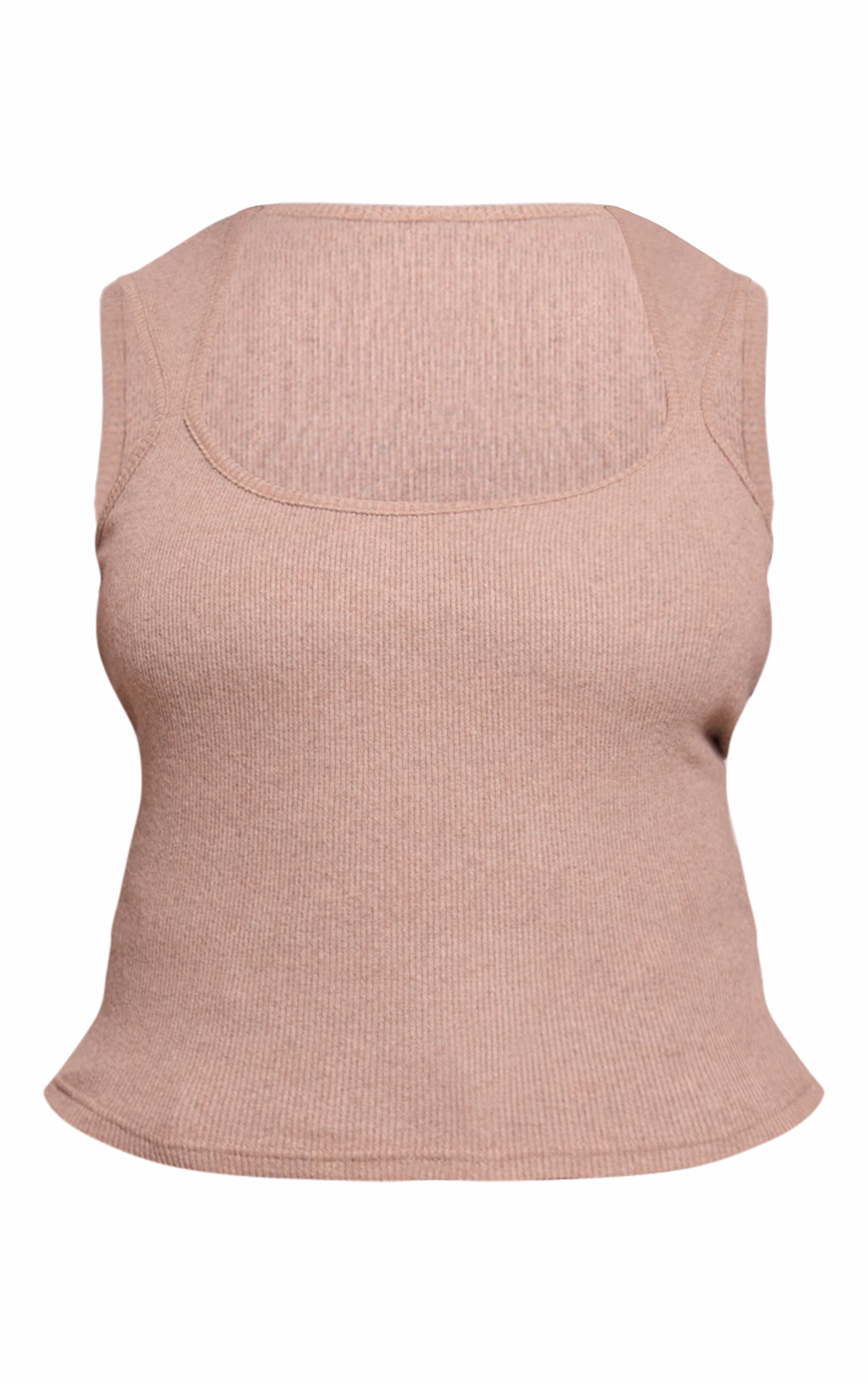 Plus Oatmeal Soft Touch Rib Square Neck Top