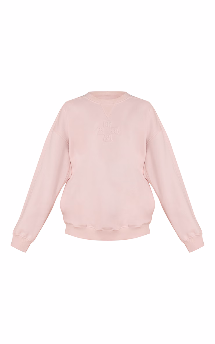 Baby Pink PLT Embossed Crew Neck Sweatshirt