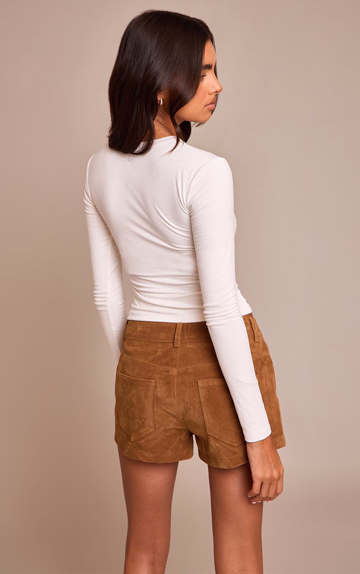 Tan Suede Tailored Shorts