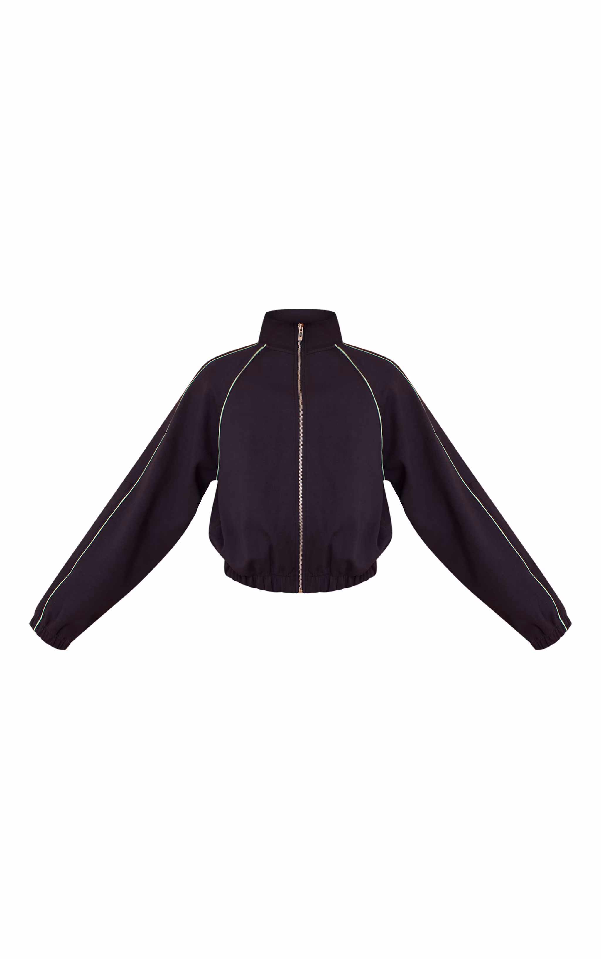 Navy Interlock Contrast Piping Bomber Sweatshirt
