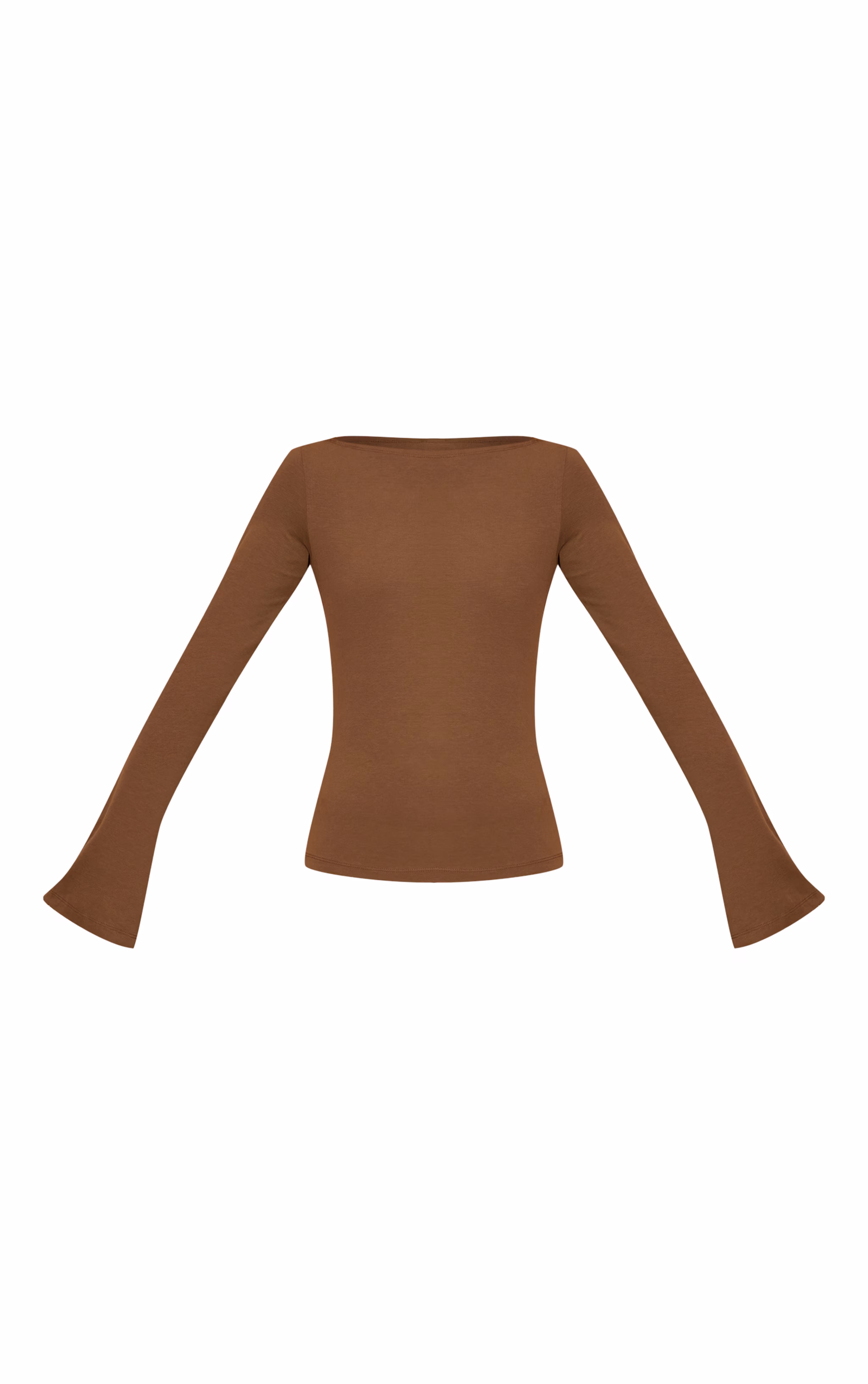 Mushroom Soft Cotton Boat Neck Flared Long Sleeve Top