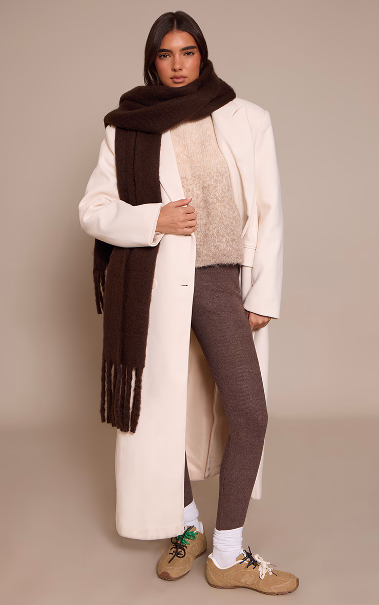 Beige Ombre Crew Neck Knitted Sweater