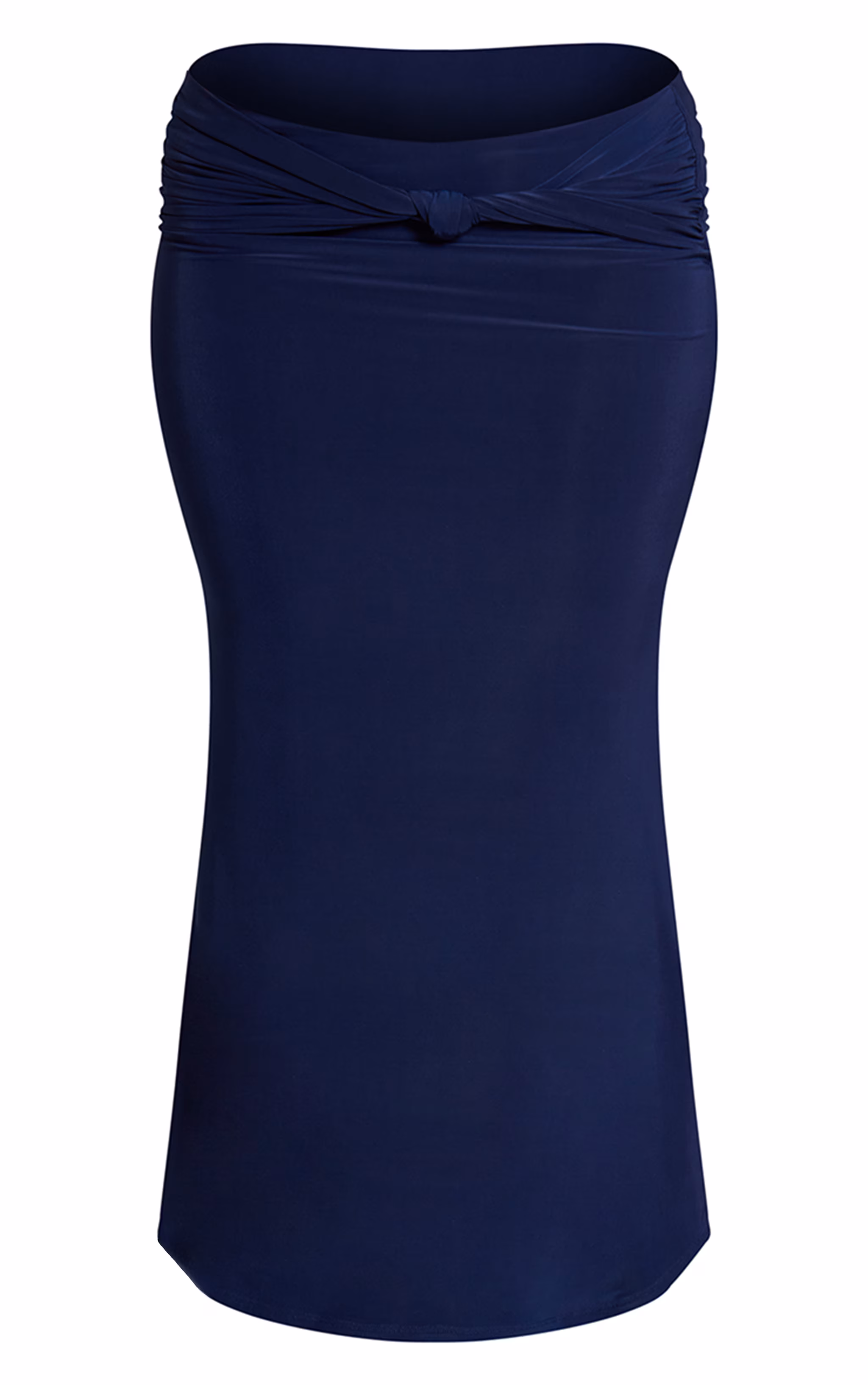 Shape Navy Slinky Drape Detail Midi Skirt