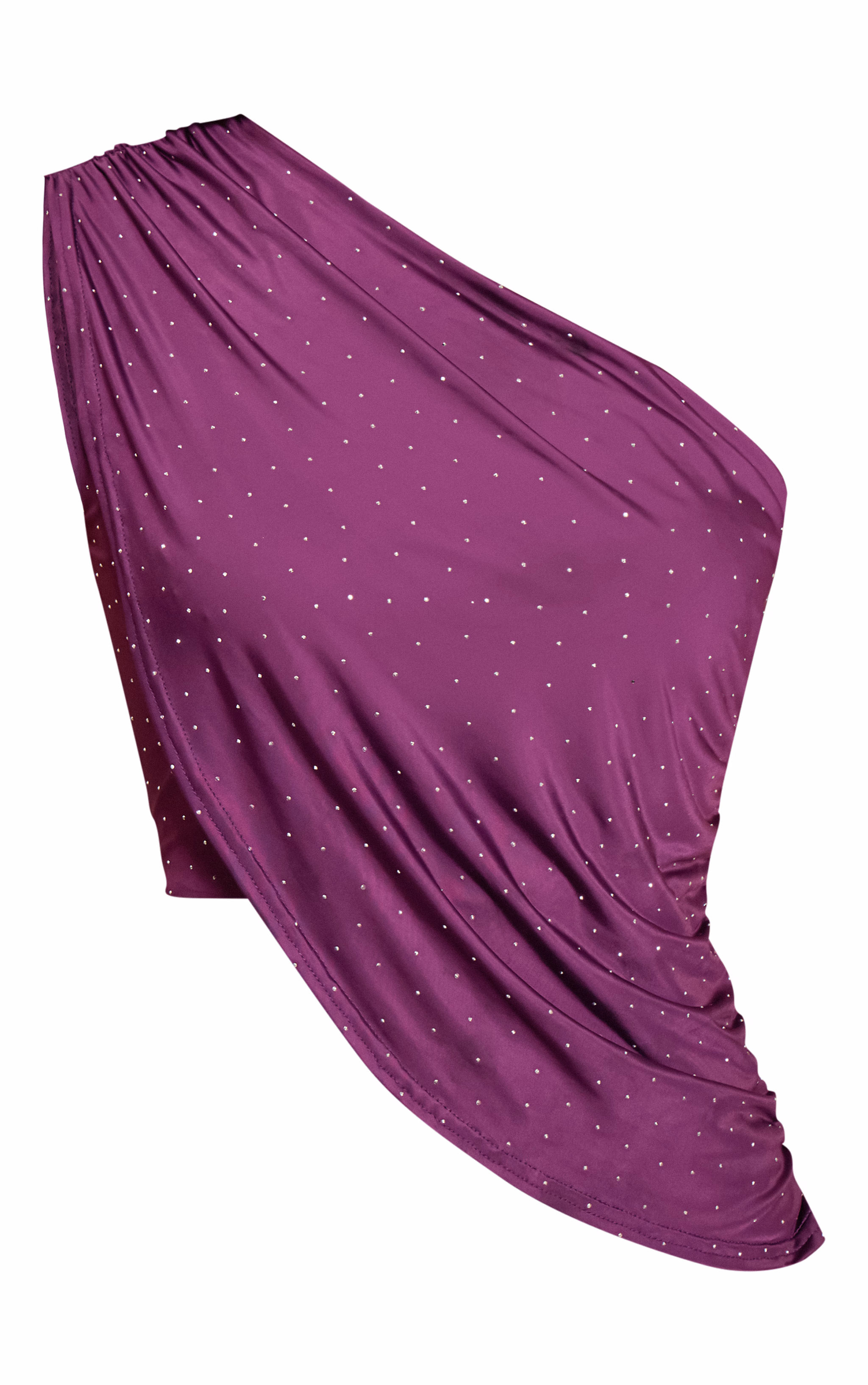 Plum Hotfix Slinky Asymmetric Crop Top