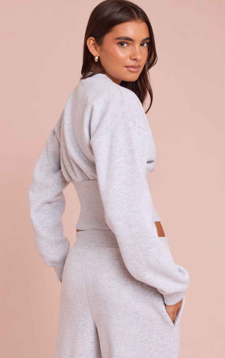 Ash Grey Button Up Cinched Sweatshirt