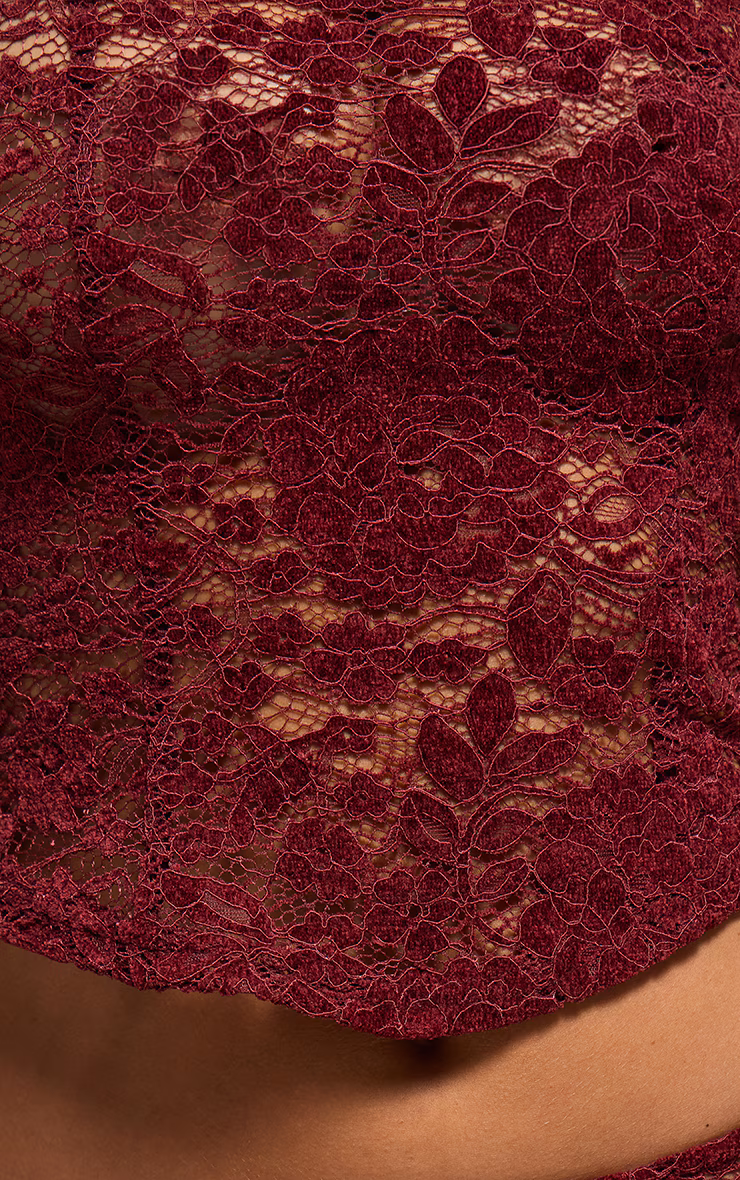 Dark Wine Lace Square Neck Long Top
